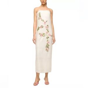 STAUD Casey Embroidered Floral Strapless Cocktail Gown - Size 4